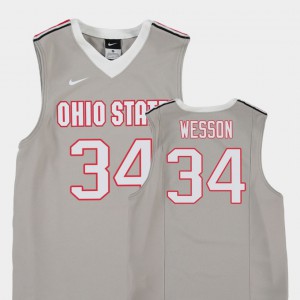 College Basketball For Kids #34 Gray Kaleb Wesson OSU Jersey Replica