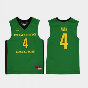 For Kids College Basketball Replica Ehab Amin Oregon Jersey Green #4