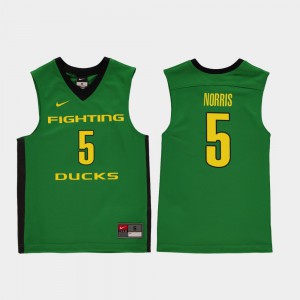 Miles Norris Oregon Jersey #5 Replica College Basketball For Kids Green