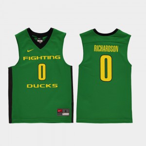 Kids Replica College Basketball Will Richardson Oregon Jersey Green #0