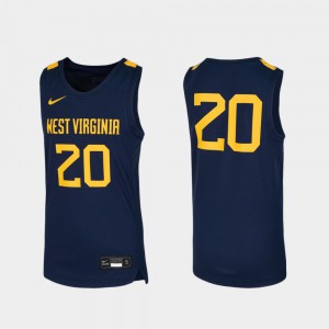 Replica For Kids WVU Jersey #20 Basketball Navy
