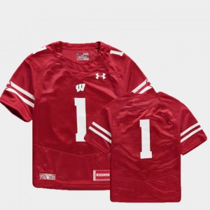 Finished Replica Youth(Kids) Wisconsin Jersey College Football Red #1